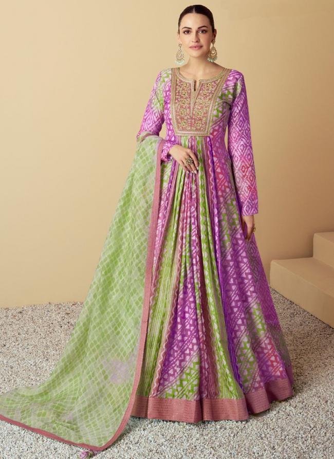 Muslin Multi Color Party Wear Printed Readymade Anarkali Suit